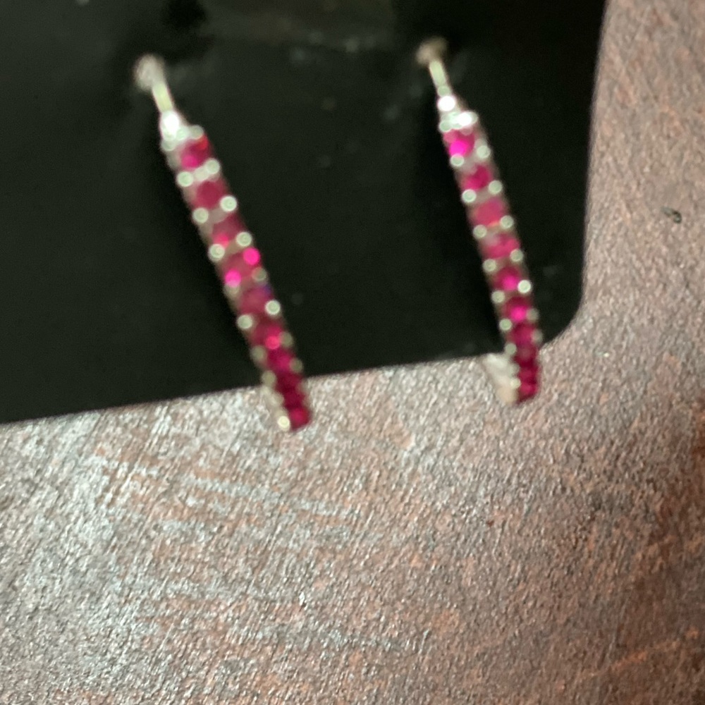 Hoop hot pink earrings